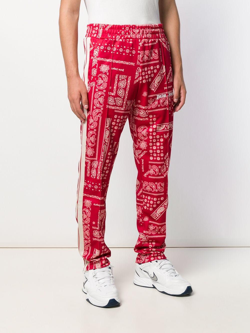 Palm Angels Bandana Print Track Pants in Red for Men Lyst