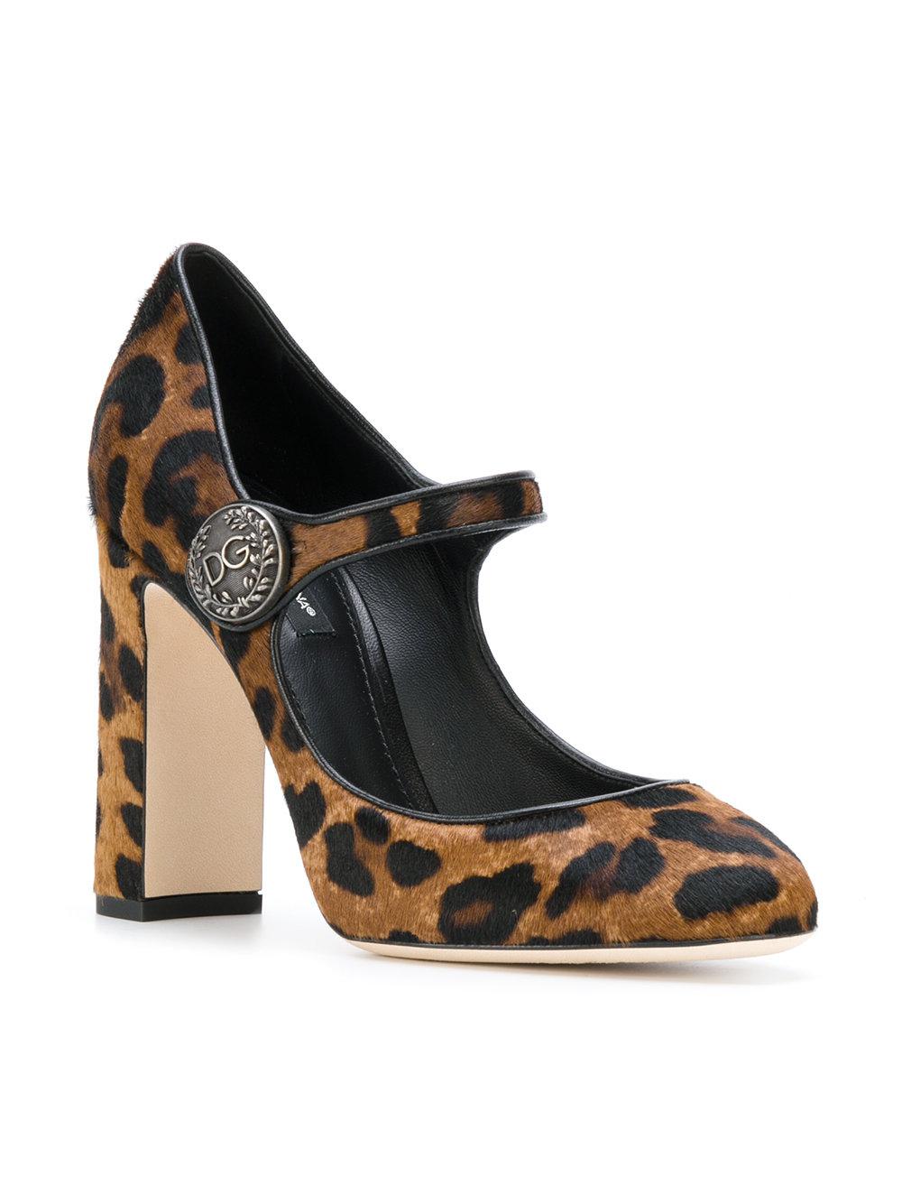Lyst - Dolce & Gabbana Leopard Print Mary Jane Pumps in Brown