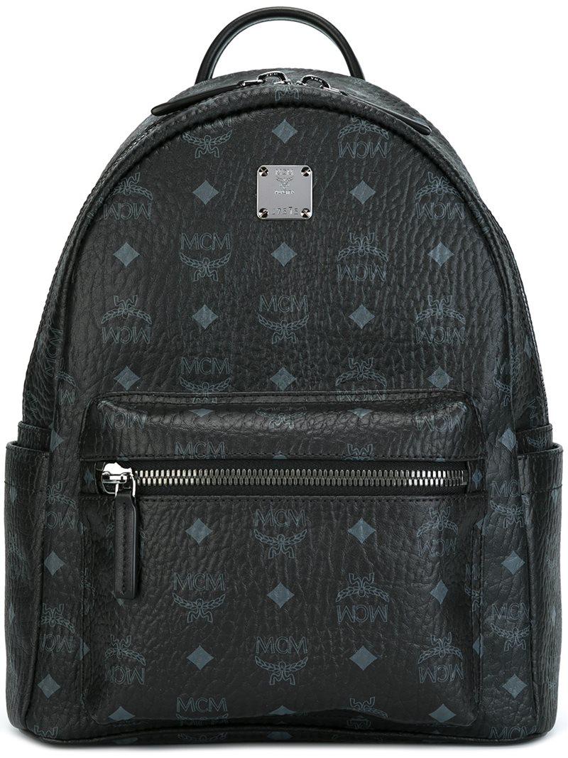 Mcm Logo Print Backpack in Black for Men Lyst