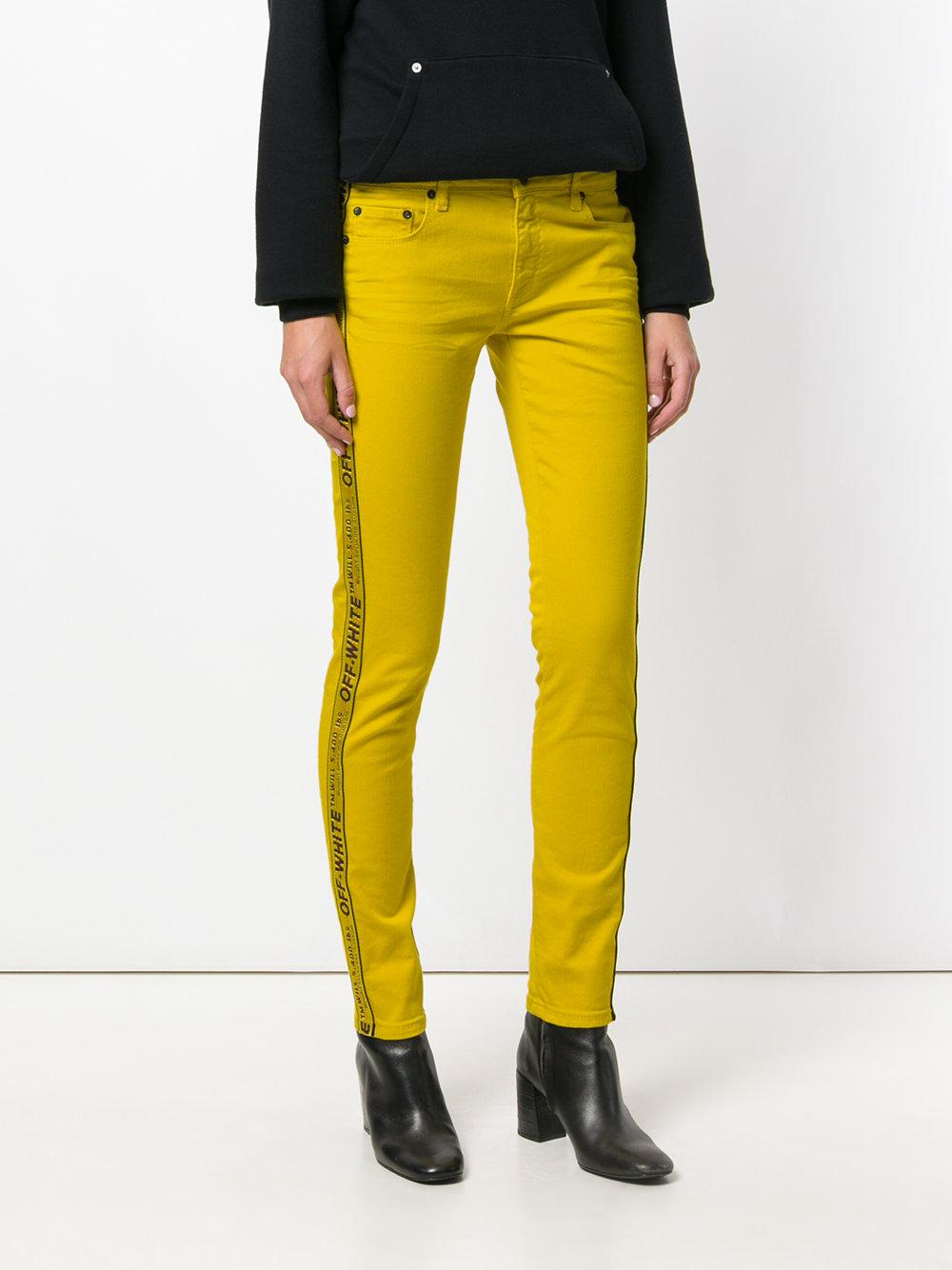 Off-White c/o Virgil Abloh Industrial Stripe Skinny Jeans in Yellow - Lyst
