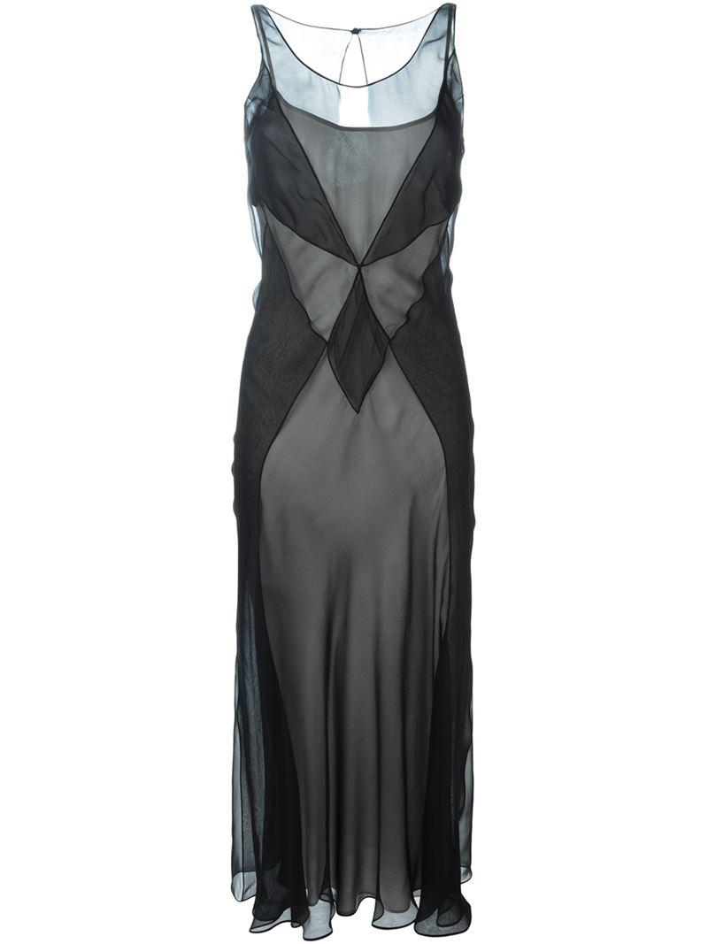 Lyst - Maison Margiela Semi-sheer Panelled Dress in Black