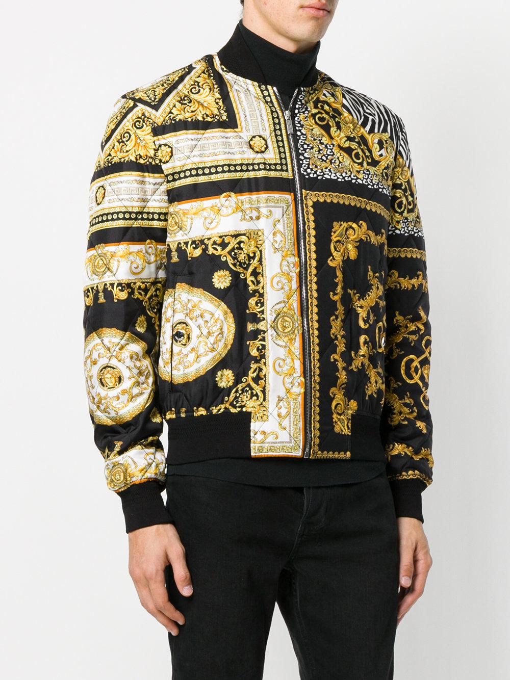 Lyst - Versace Baroque Quilted Bomber Jacket in Black for Men