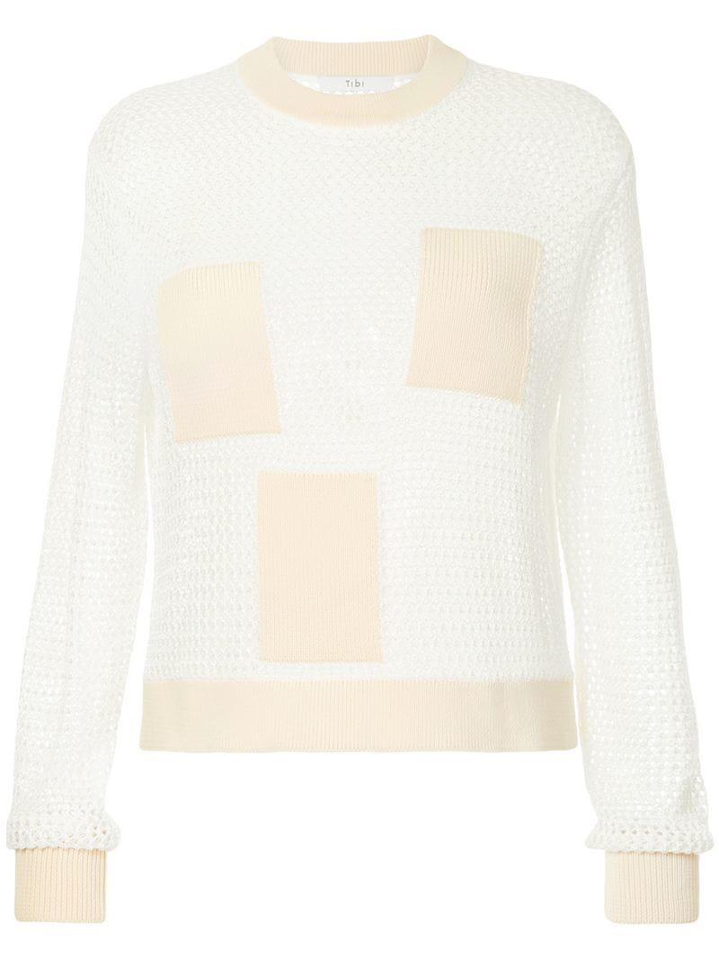 Tibi Crochet Crew Neck Jumper in White Lyst
