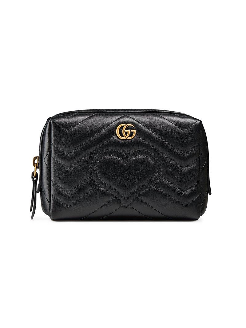Gucci Leather Gg Marmont Cosmetic Case in Black - Lyst