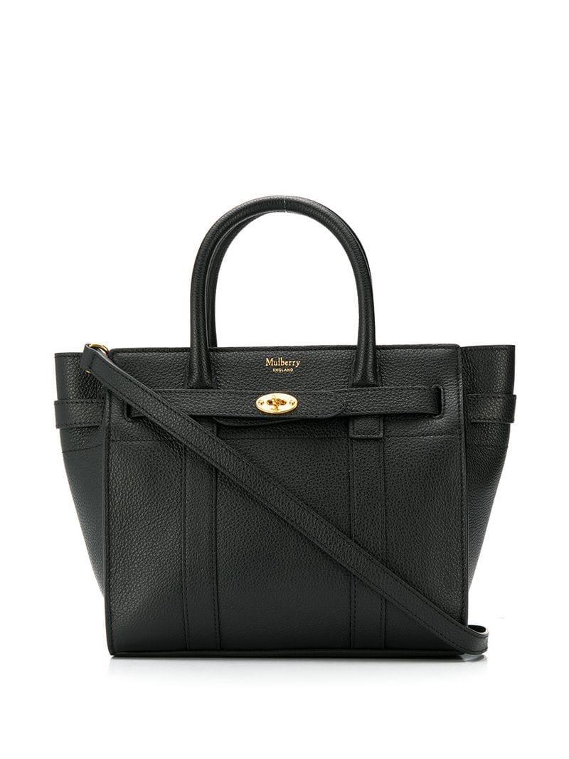 Mulberry Mini Zipped Bayswater Tote in Black - Lyst