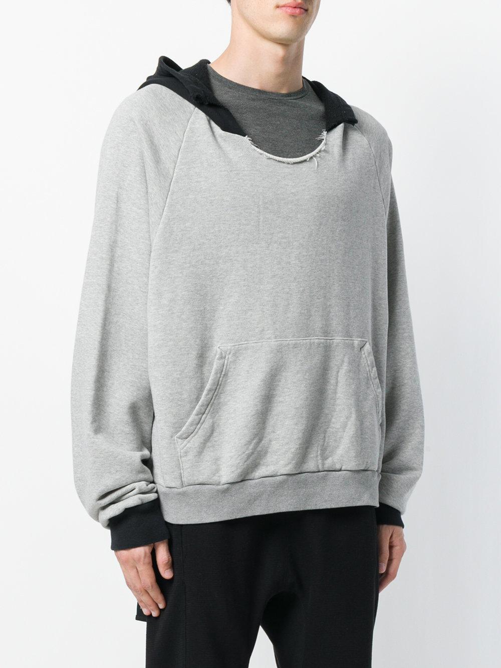 Yeezy Distressed Cut-neck Hoodie in Gray - Lyst