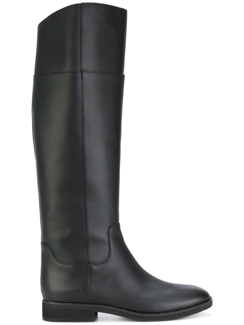 navy stretch long boots