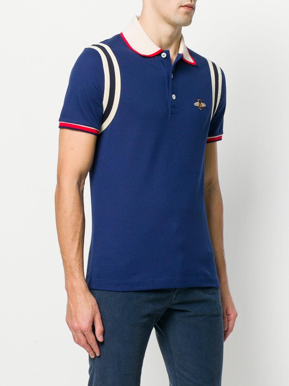 Lyst Gucci Bee Logo Polo Shirt In Blue For Men