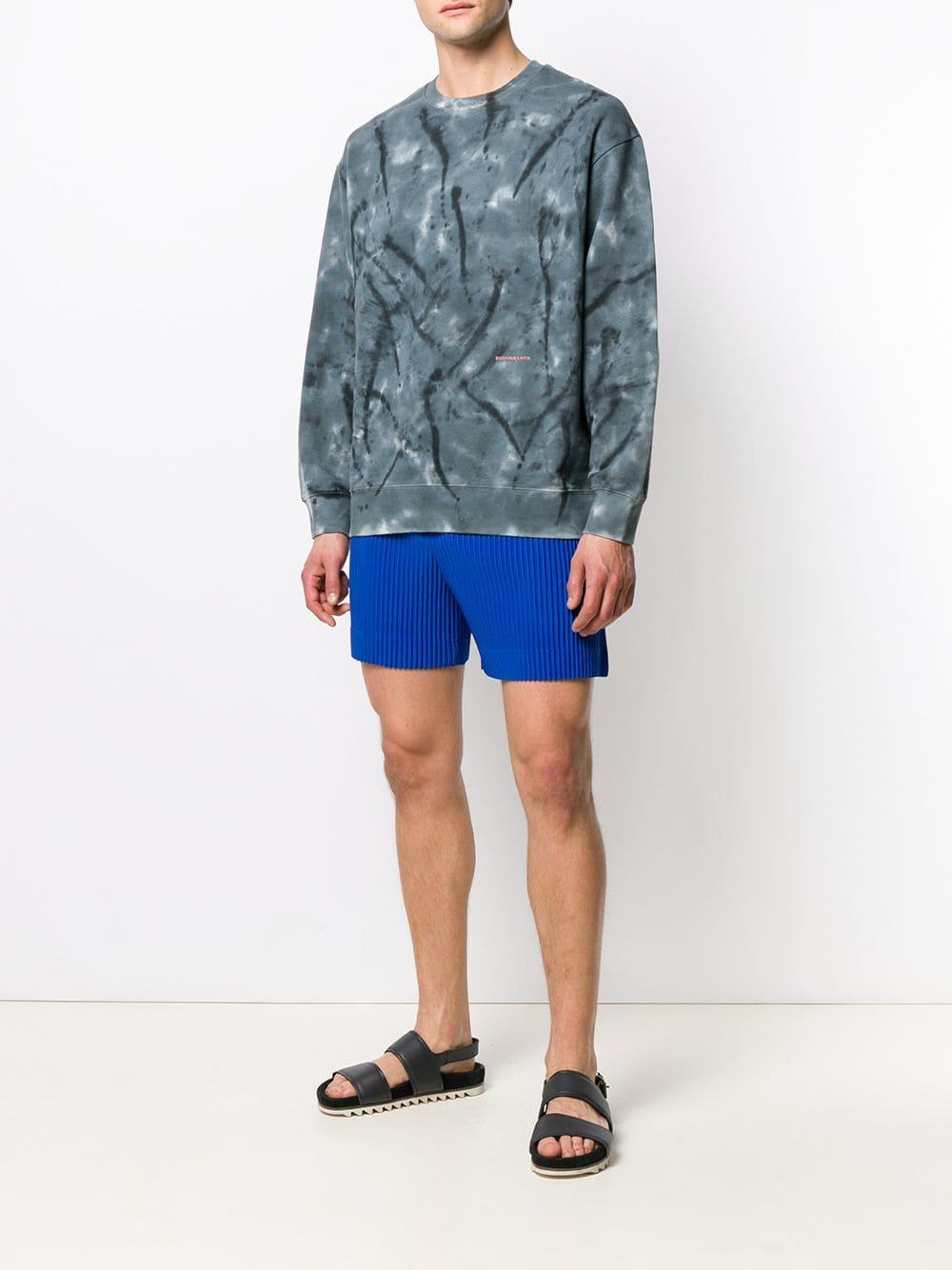 Homme Plissé Issey Miyake Drawstring Ribbed Shorts in Blue for Men - Lyst