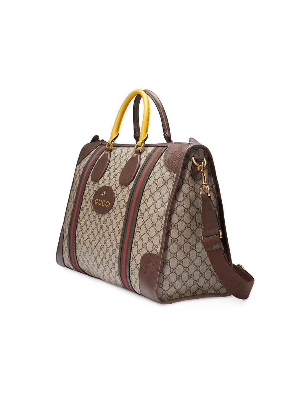 Lyst - Gucci Soft Gg Supreme Duffle Bag With Web in Brown