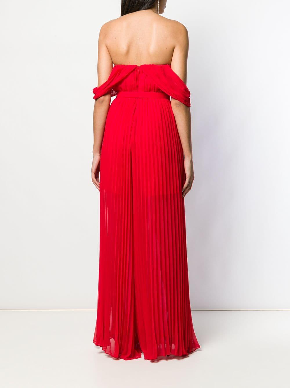 Self Portrait Pleated Jumpsuit In Red Lyst