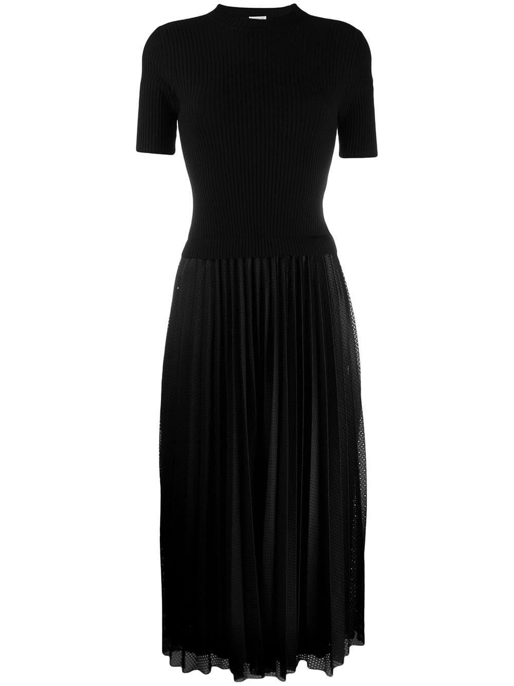 Moncler Wool Jumper Pleated Dress in Black - Lyst