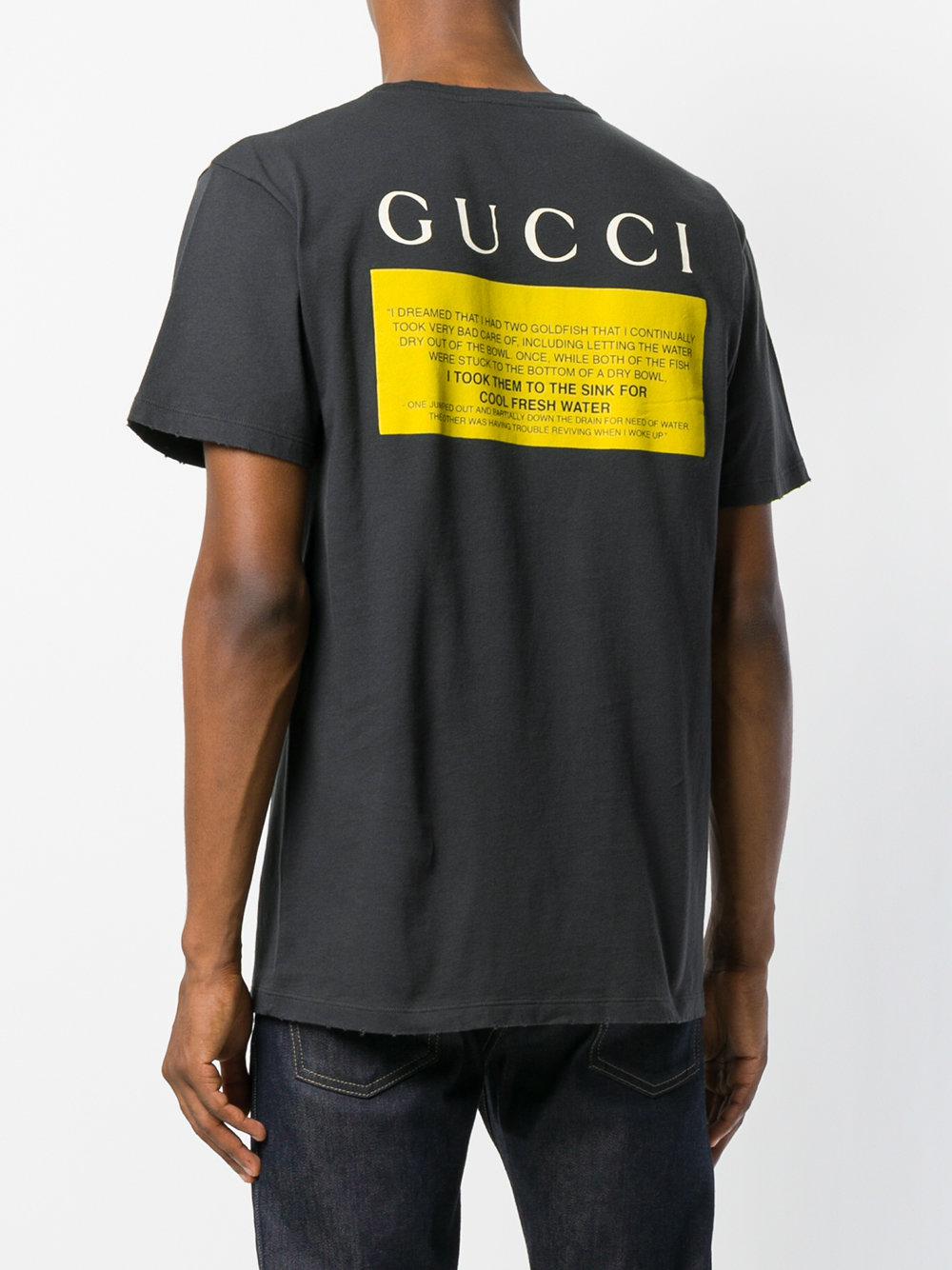 Gucci Black Cat Printed T-shirt in Gray for Men - Lyst