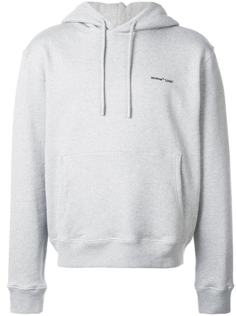 Lyst - Off-White c/o Virgil Abloh Logo Print Hoodie in Gray for Men