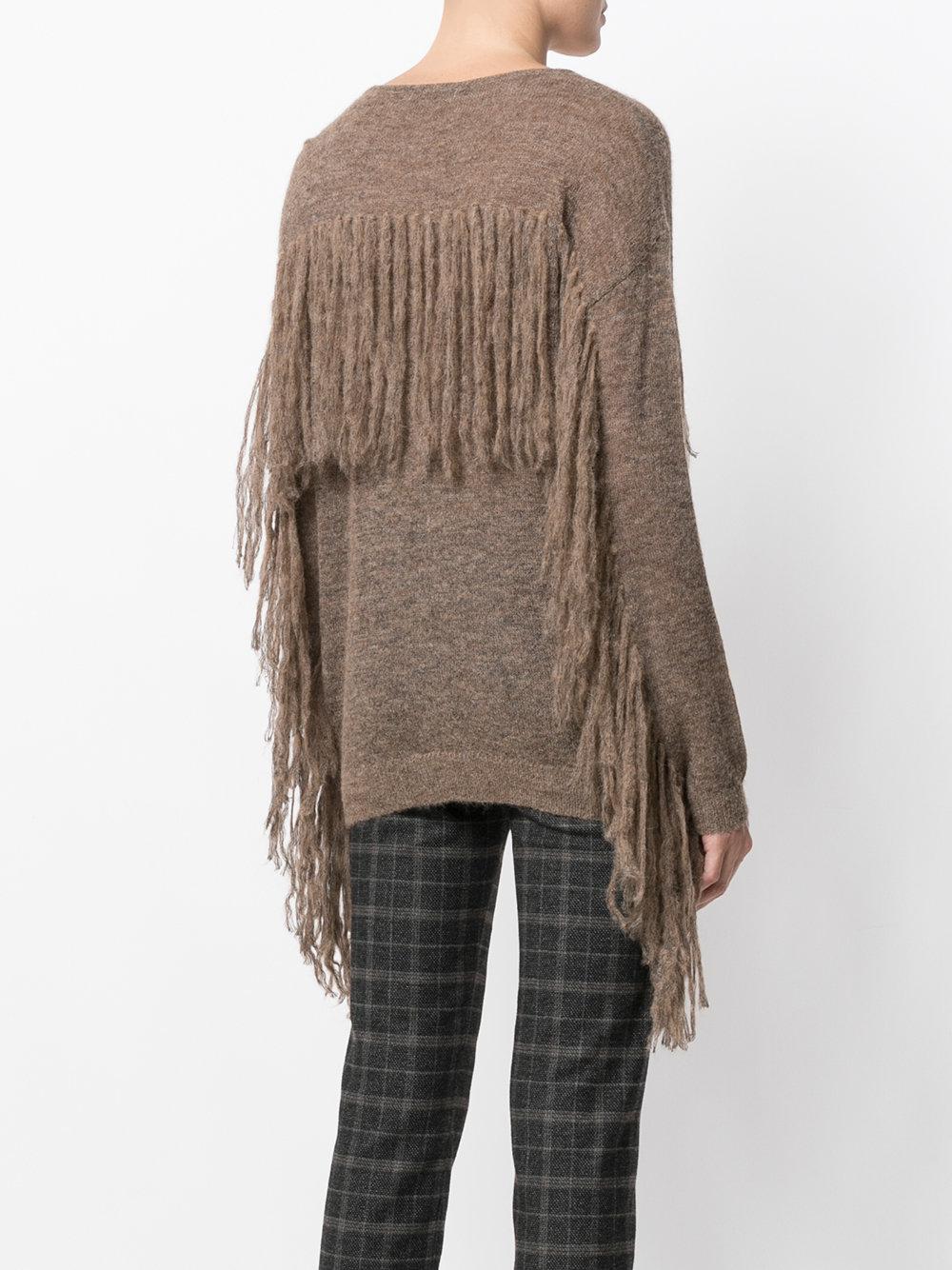 Mes demoiselles Fringed Fitted Sweater in Brown | Lyst