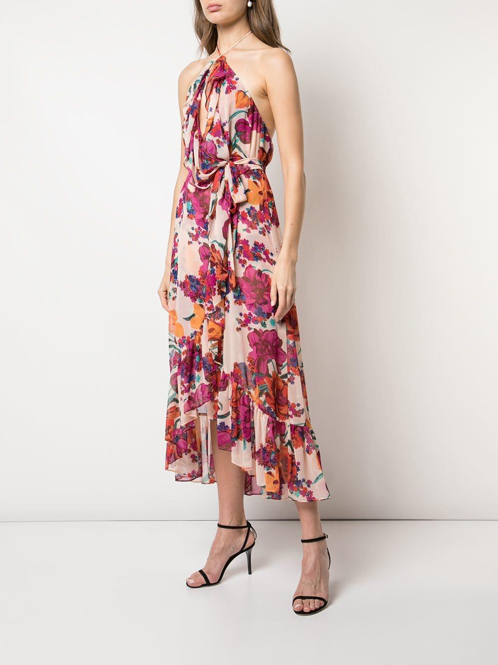MISA Floral Draped Dress in Pink - Lyst