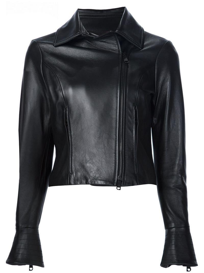 Carolina Herrera Leather Motorcycle Jacket in Black - Lyst