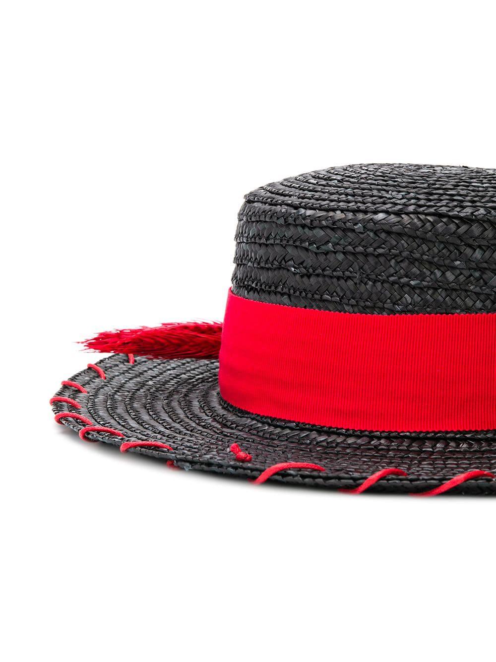 Ruslan Baginskiy Flat Brim Straw Hat in Black - Lyst
