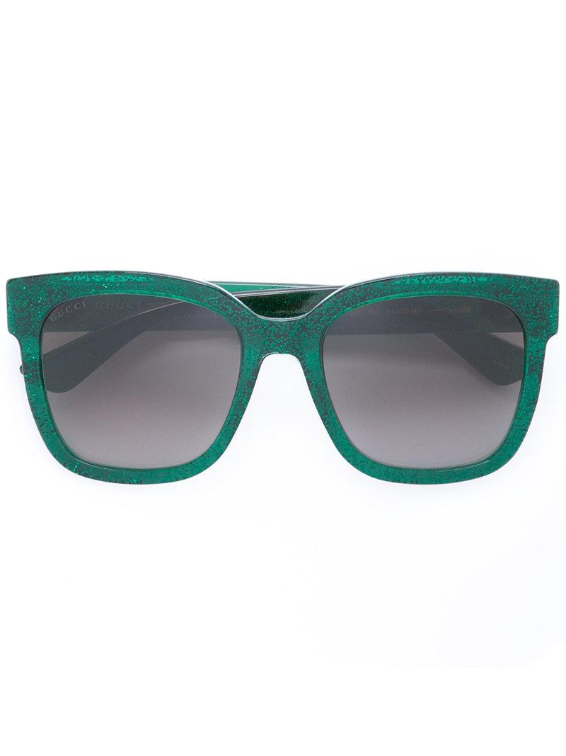 Gucci Square Frame Glitter Sunglasses in Green Lyst