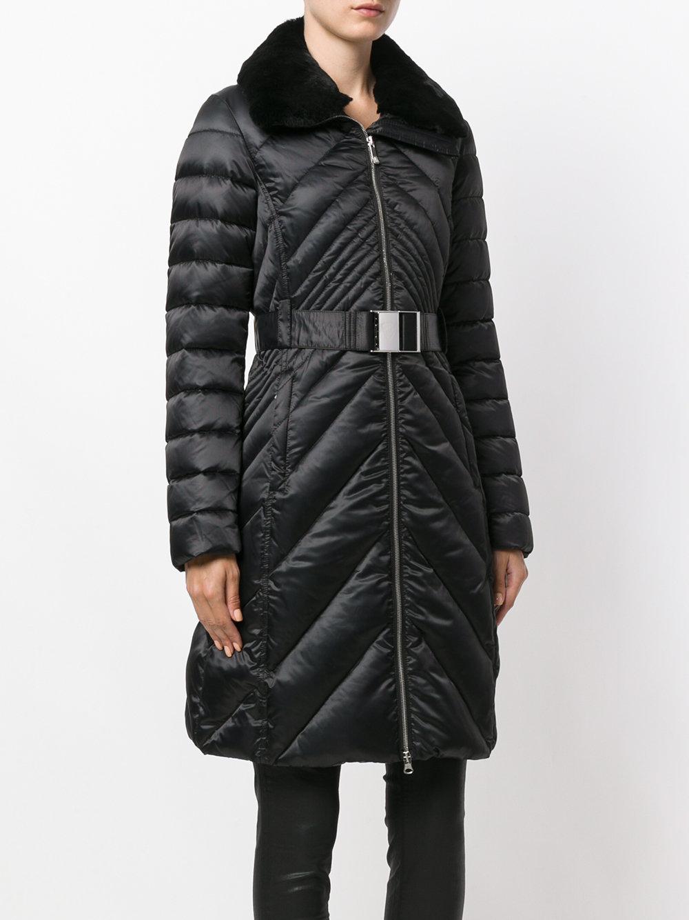 black mid length padded coat