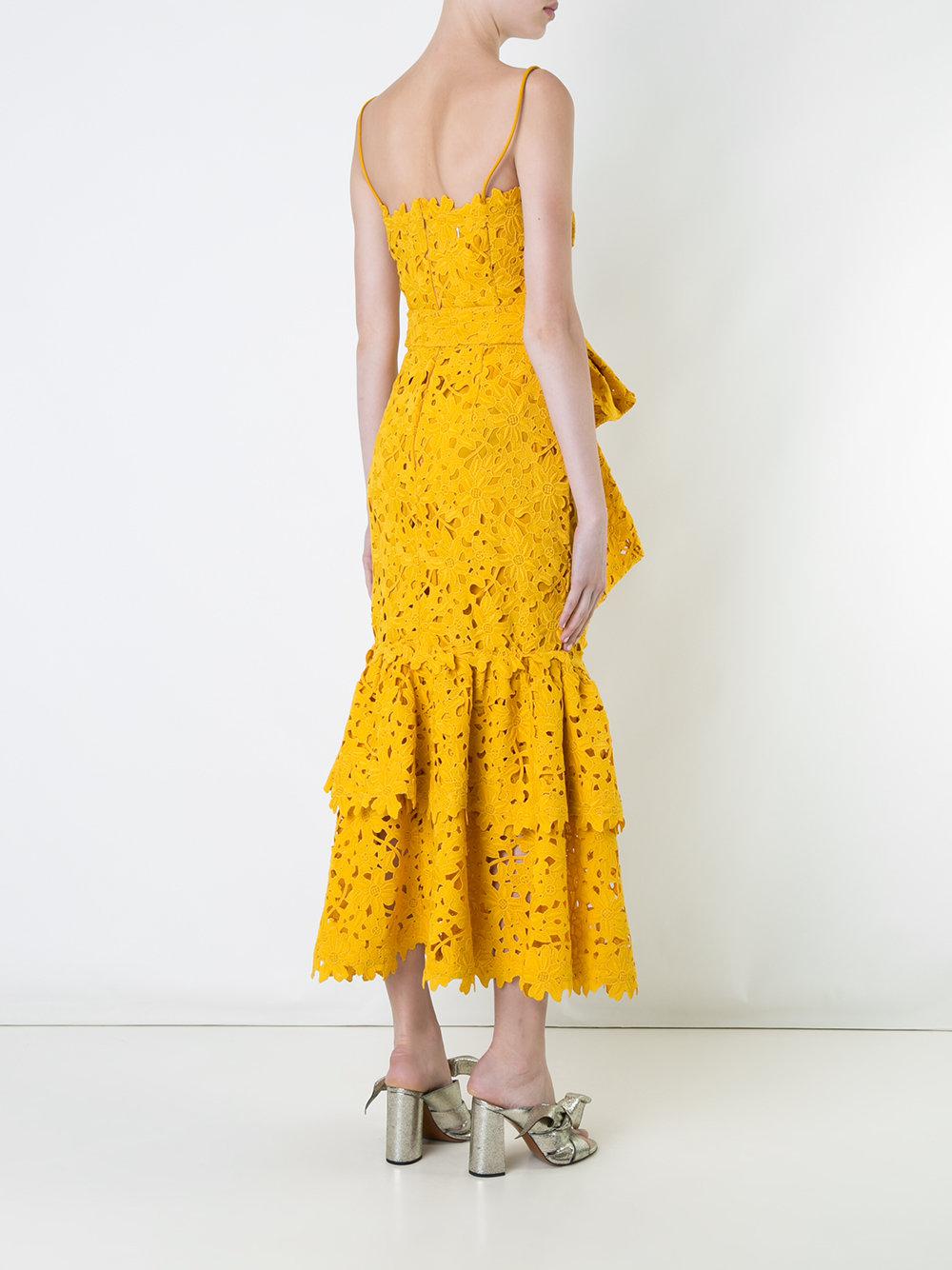 Lyst - Bambah Lace Double Ruffle Dress in Yellow