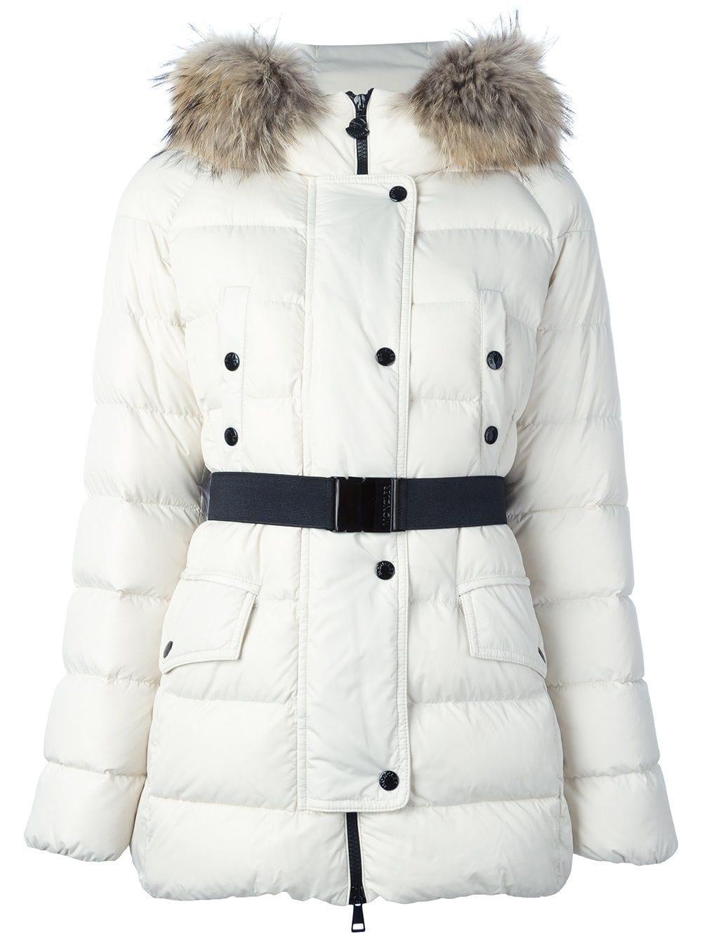 Moncler Clio Fur-trimmed Quilted-down Coat in White - Lyst