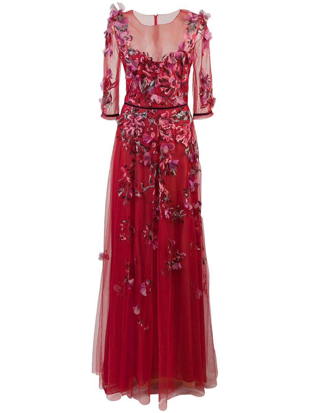 Marchesa notte Embroidered Floral Tulle Gown - Save 50% - Lyst