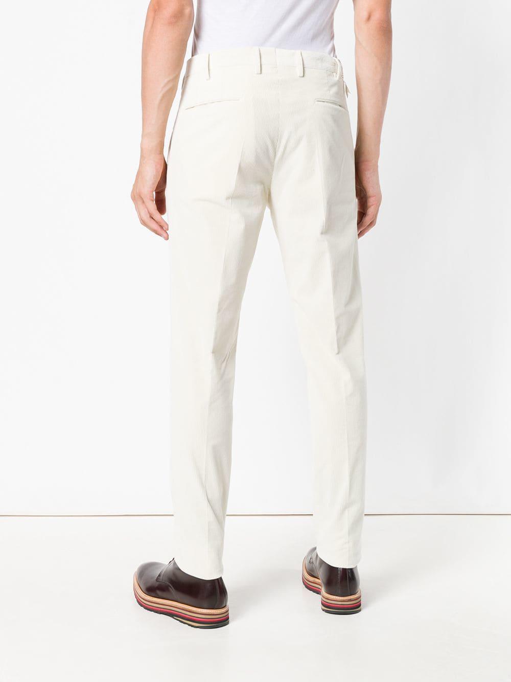 PT01 Corduroy Straight Trousers in White for Men - Lyst