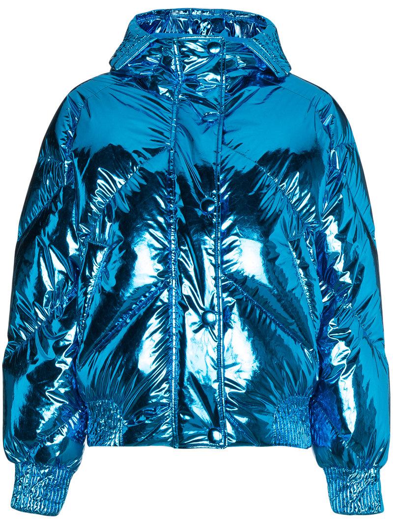 Lyst - Ienki Ienki Metallic Cropped Puffer Jacket in Blue