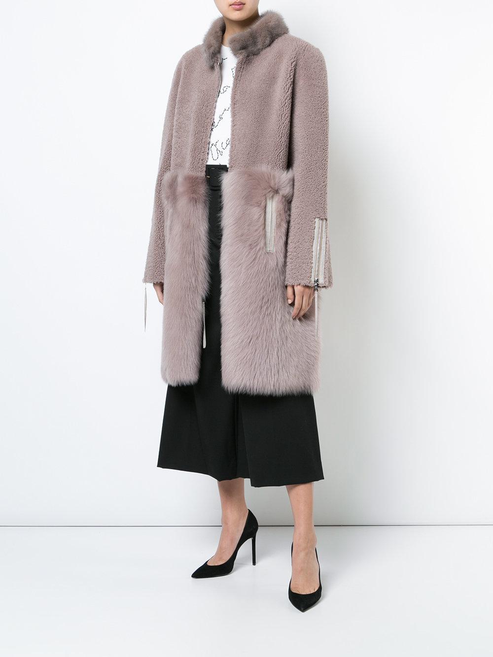 Lyst - Oscar De La Renta Zipped Fur Coat in Pink