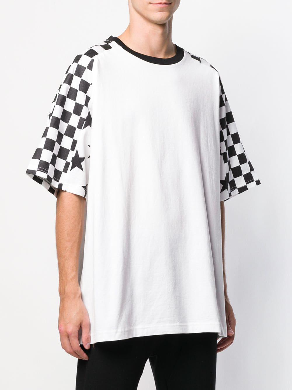Facetasm Oversized Checkered Sleeve T-shirt in White for Men - Lyst