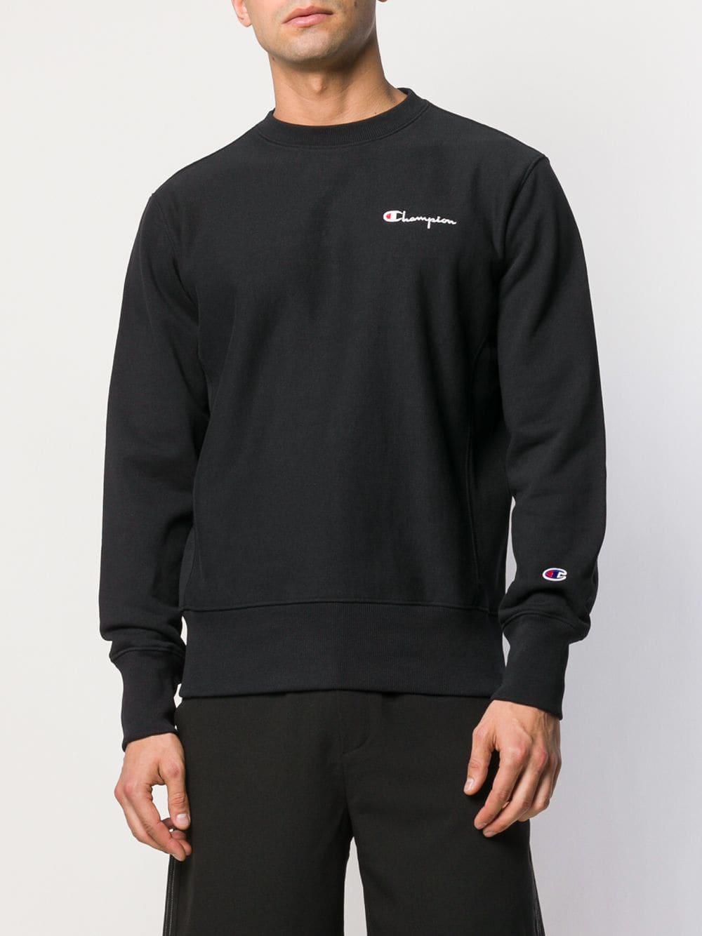 Champion Logo Embroidered Sweatshirt in Black for Men - Lyst