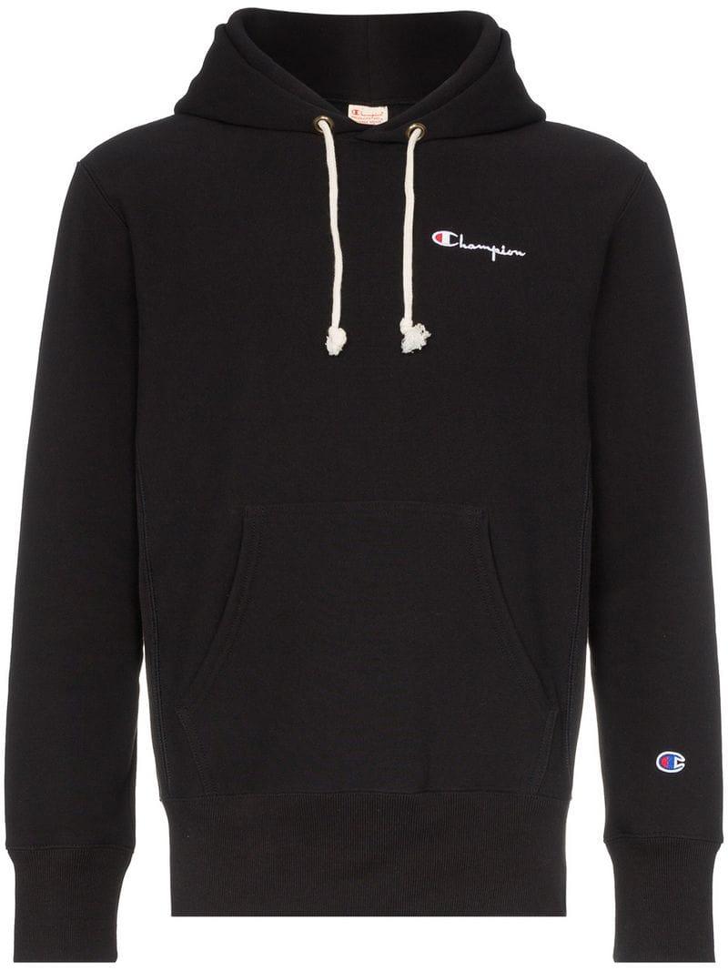 Lyst - Champion Logo Hoodie in Black for Men - Save 9%