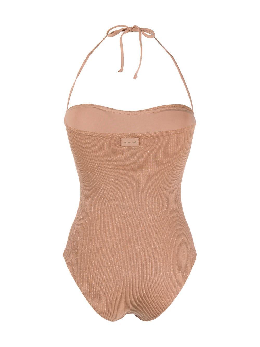 Fisico Ribbed Swimsuit in Brown - Lyst