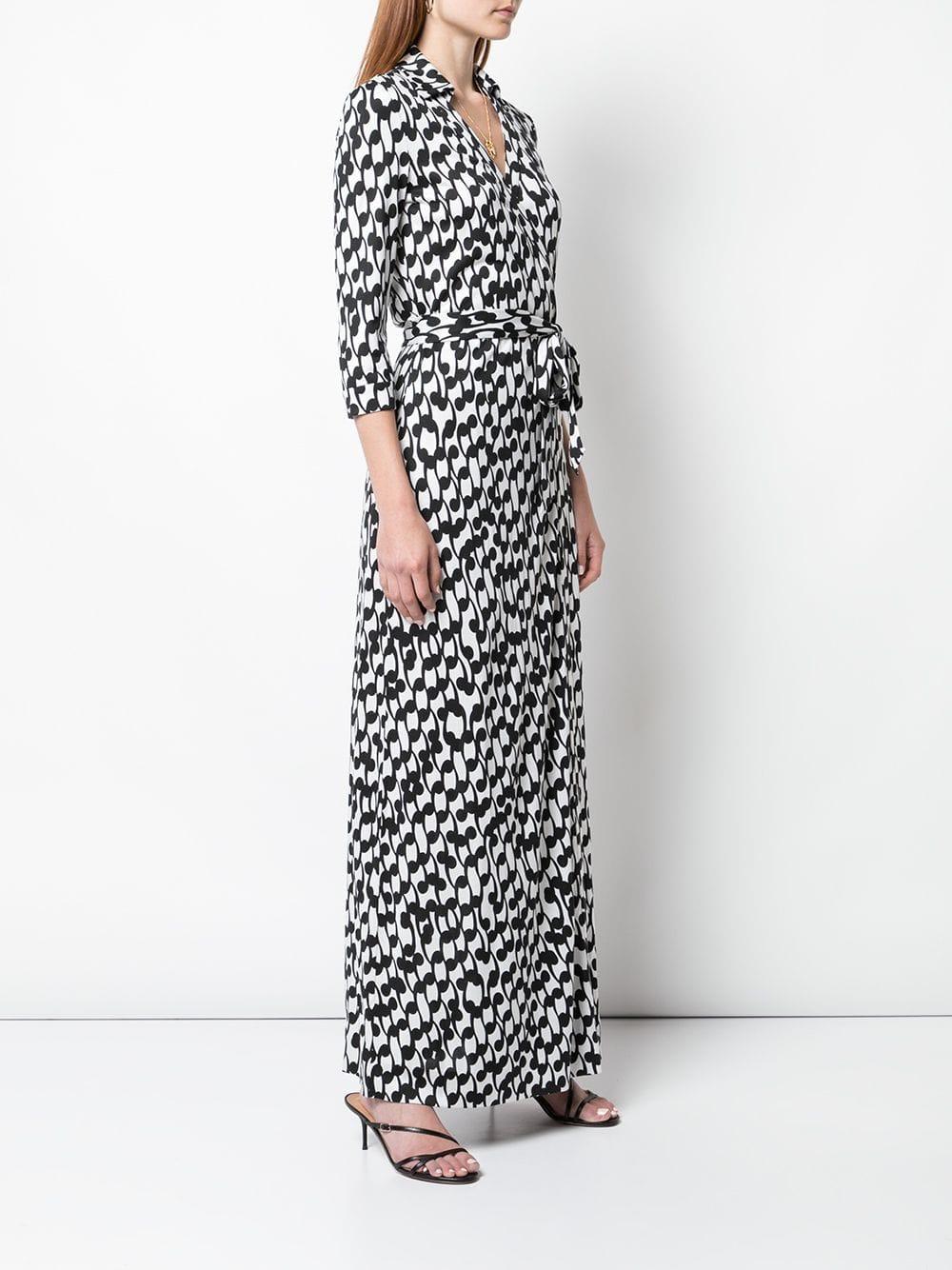 Diane von Furstenberg Printed Maxi Wrap Dress in White - Lyst