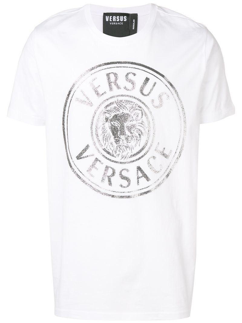 Lyst - Versus Printed Logo T-shirt in White for Men