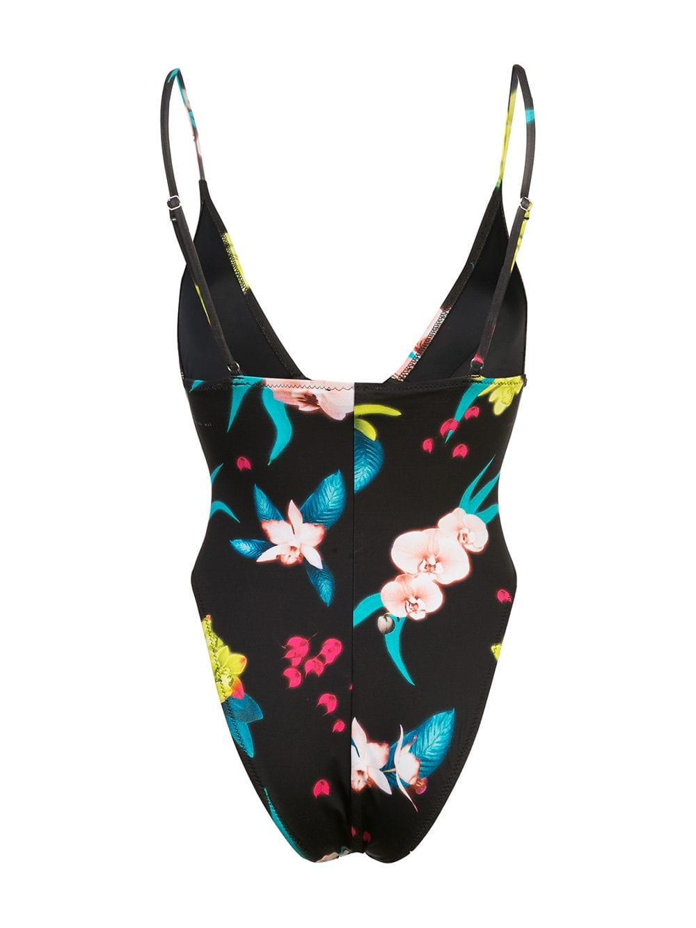 Fleur du Mal Floral One Piece V Wire Swimsuit in Black - Lyst