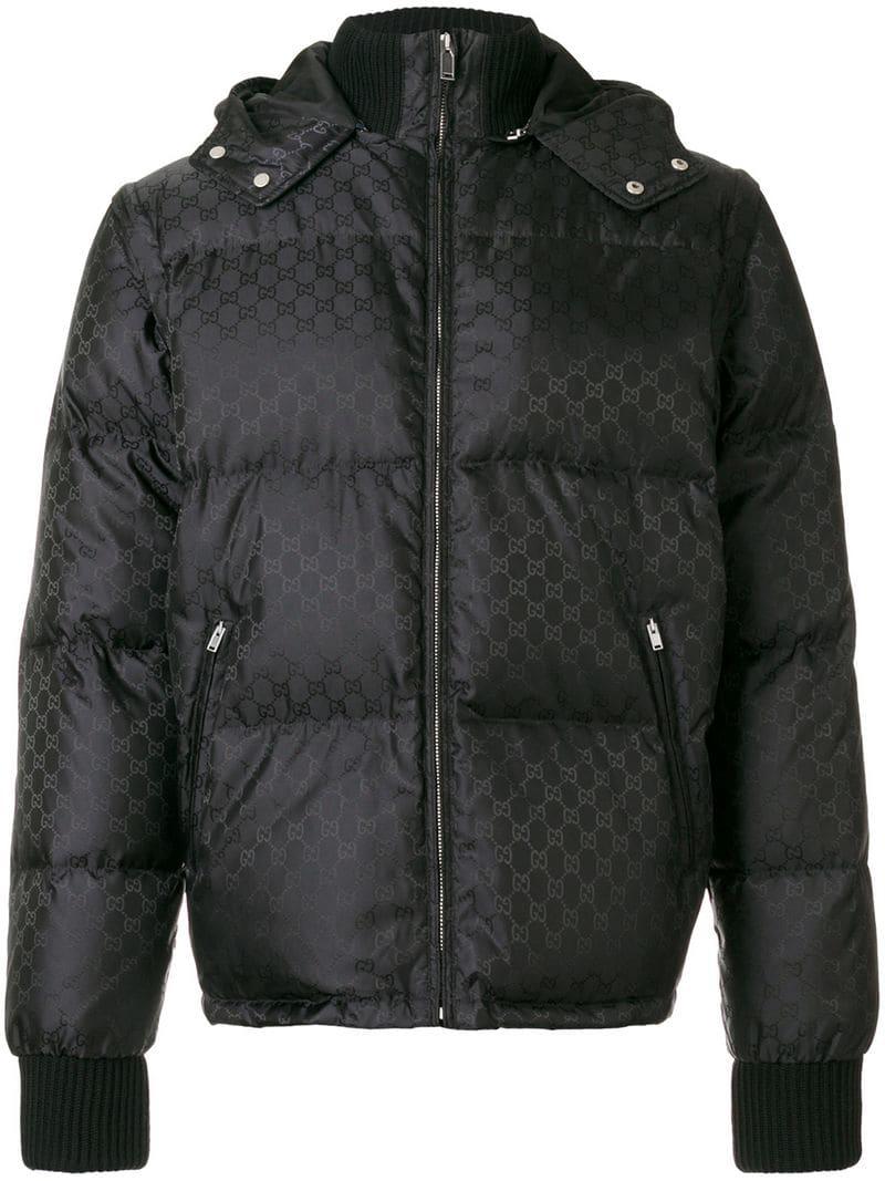 Gucci Synthetic GG Jacquard Padded Jacket in Black for Men - Lyst