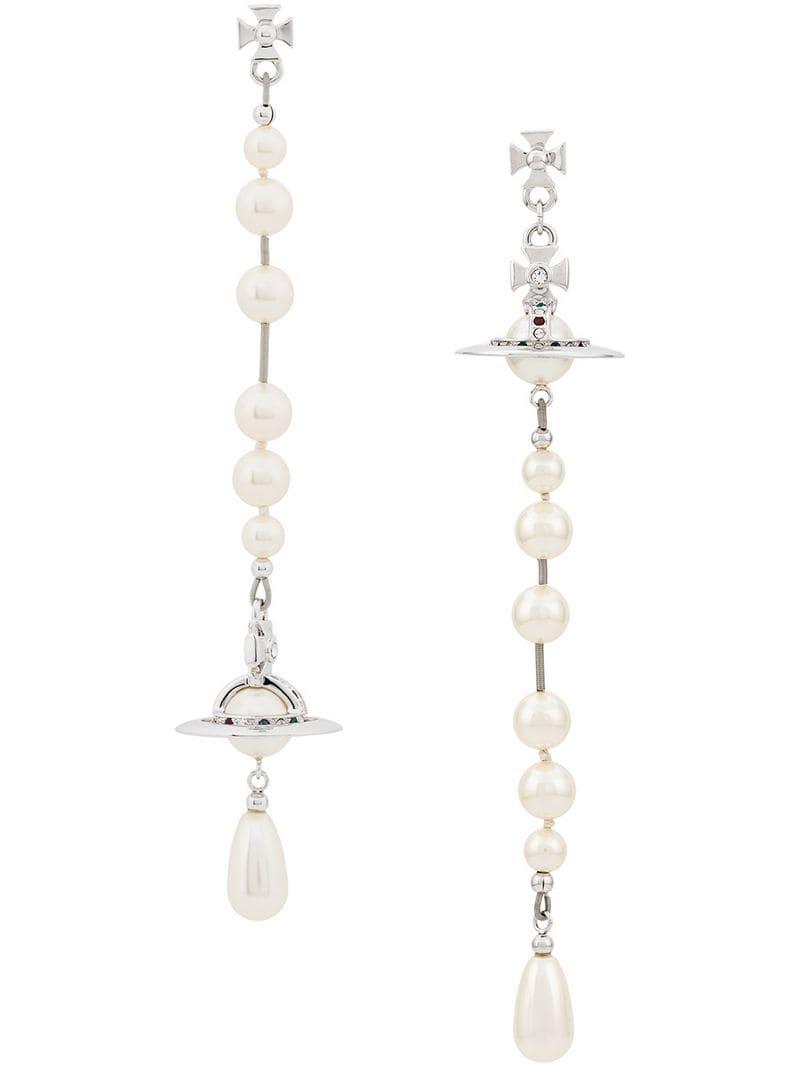 Vivienne Westwood Broken Pearl Drop Earrings in Metallic Lyst