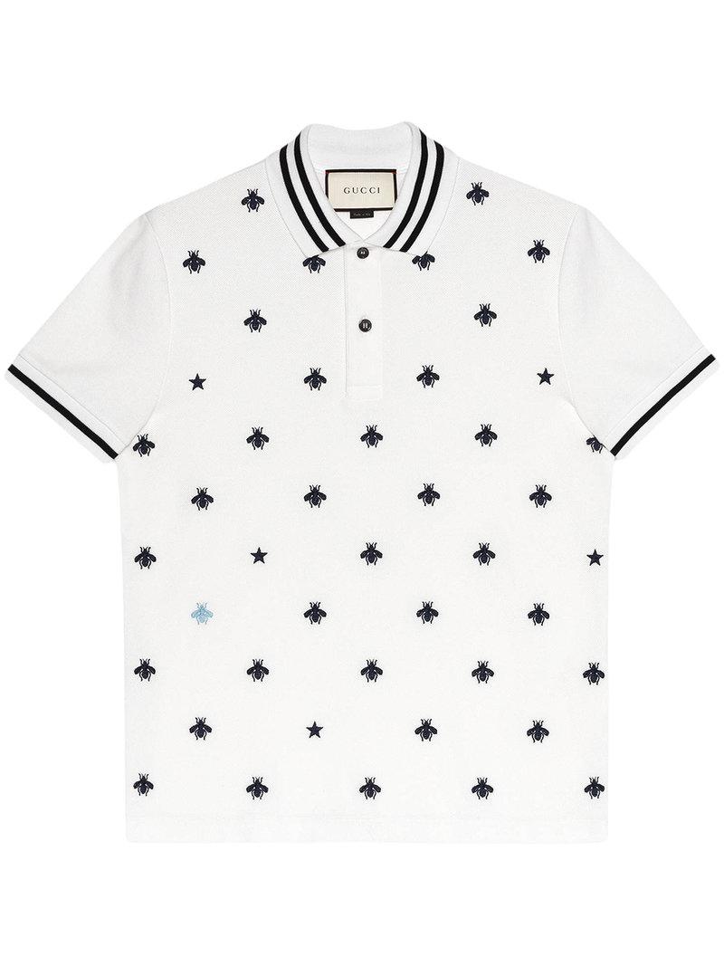 Lyst - Gucci Cotton Polo With Bees And Stars in White for Men - Save 1. ...