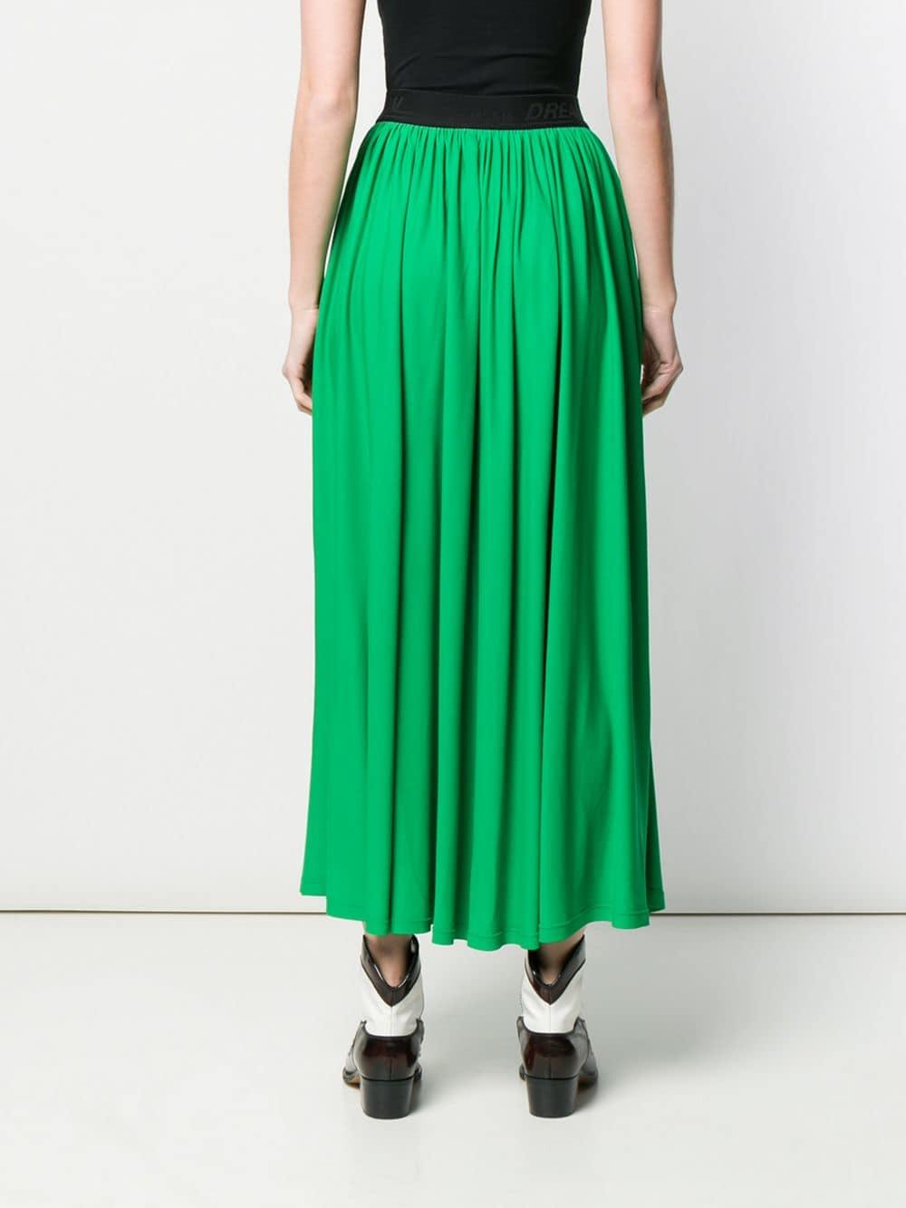 emerald green pleated maxi skirt