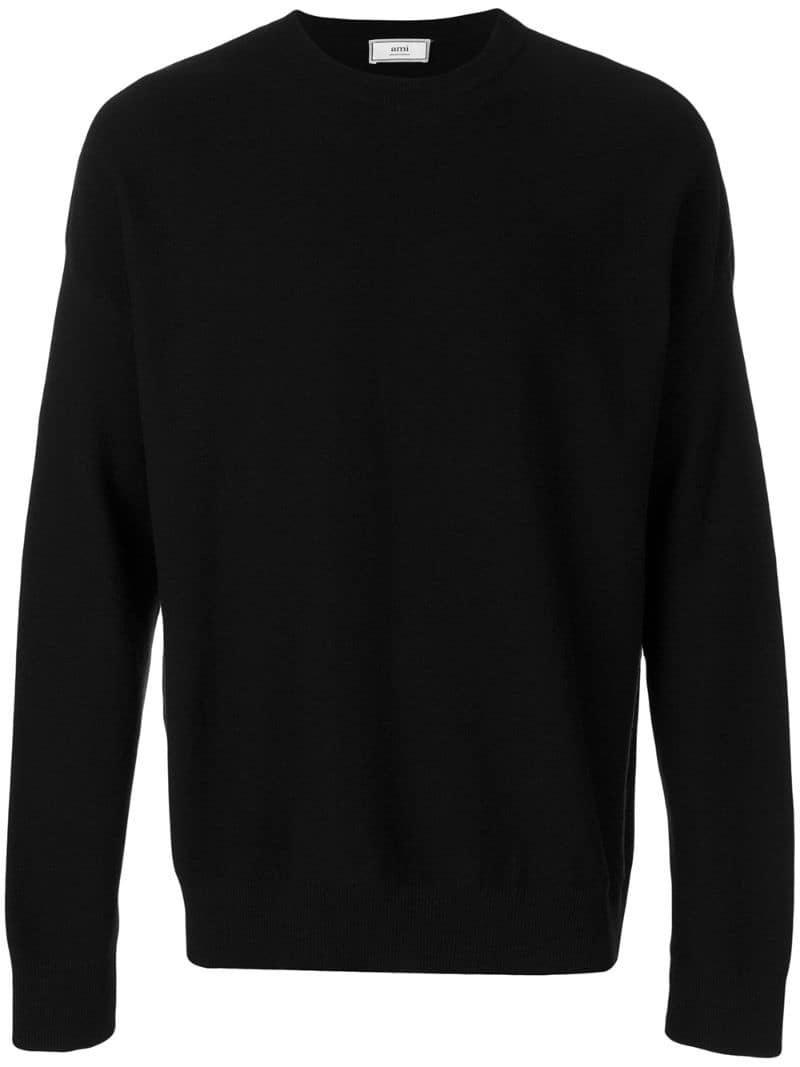 AMI Oversize Crewneck Sweater in Black for Men - Lyst
