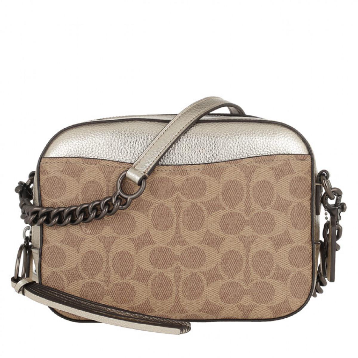 COACH. Women's Metallic Coated Canvas Signature Camera Bag ...