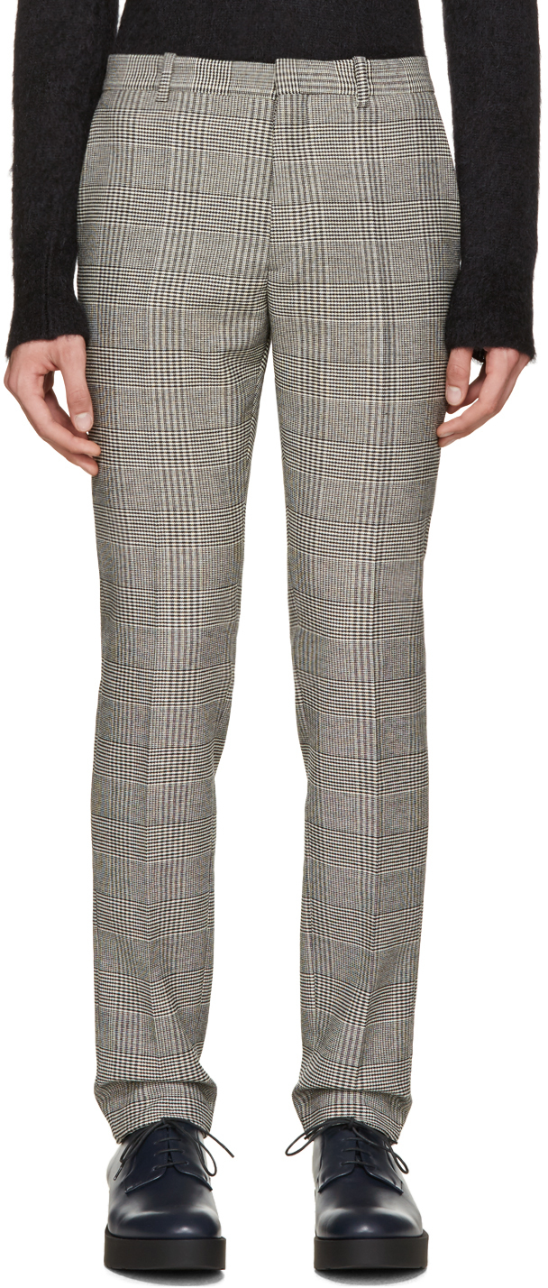 Lyst - Jil Sander Black And White Wool Glen Plaid Trousers in Gray for Men