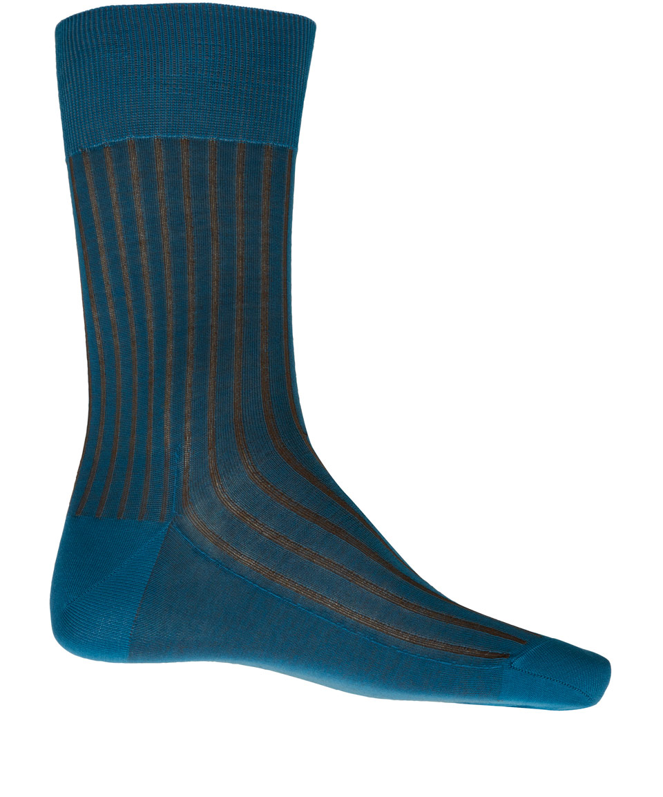 Falke Teal Shadow Stripe Cotton Socks in Blue for Men (teal) Lyst