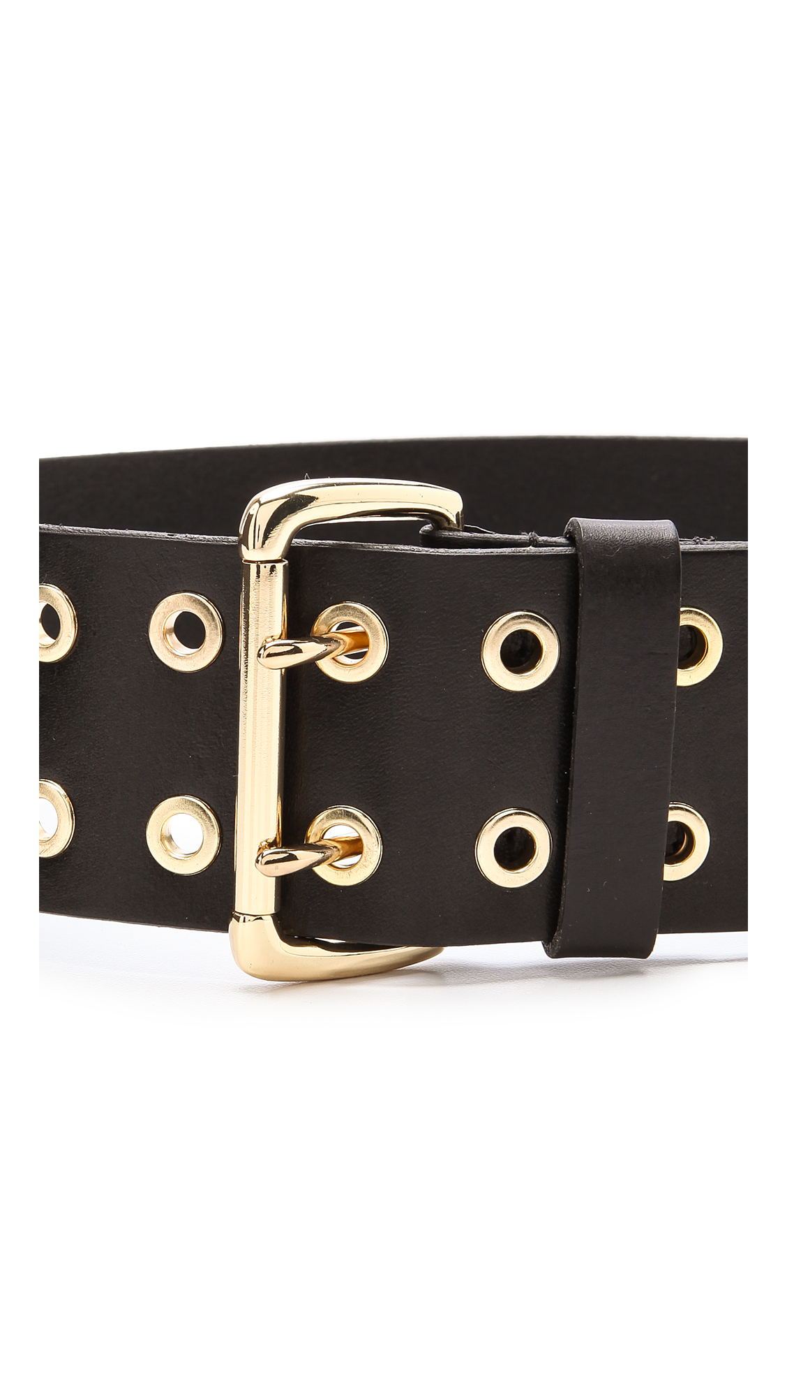 Lyst Linea Pelle Flat Eyelet Wide Waist Belt Black in Black