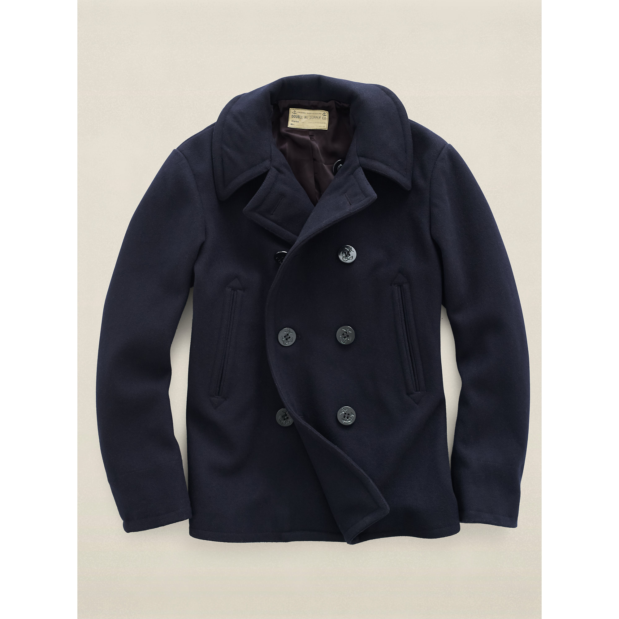 Lyst - Rrl Wool Pea Coat in Blue for Men