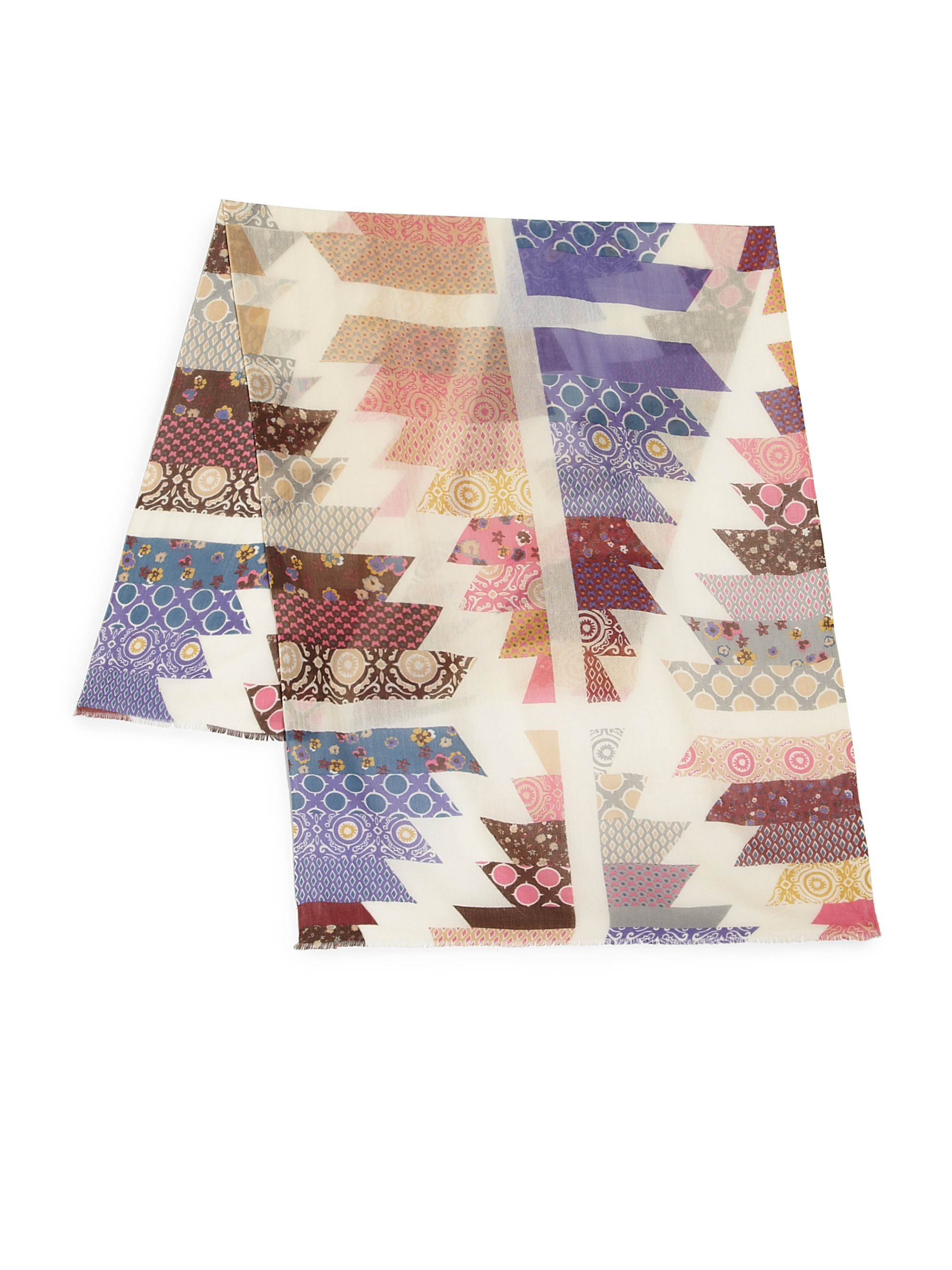 Lyst - Yarnz Quilt Cashmere Silk Scarf in Brown