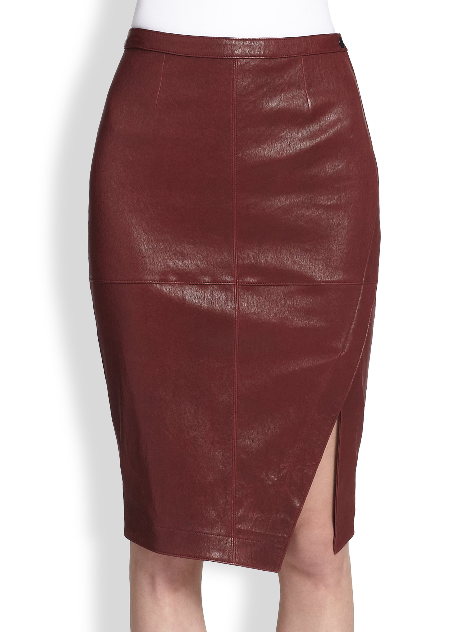Elizabeth And James Mercy Leather Asymmetrical Wrapeffect Skirt in Red ...