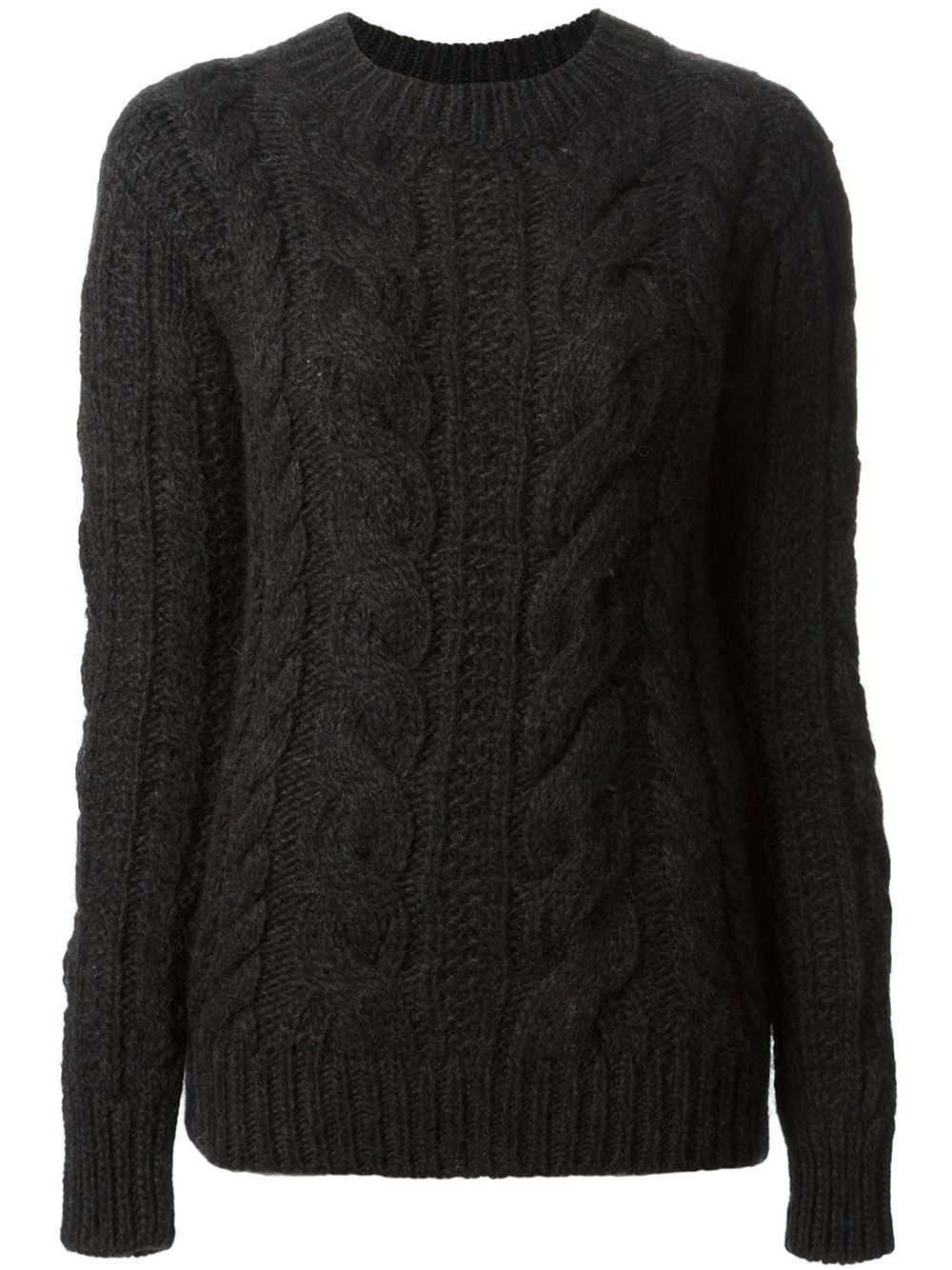Belstaff Cable Knit Sweater in Black | Lyst